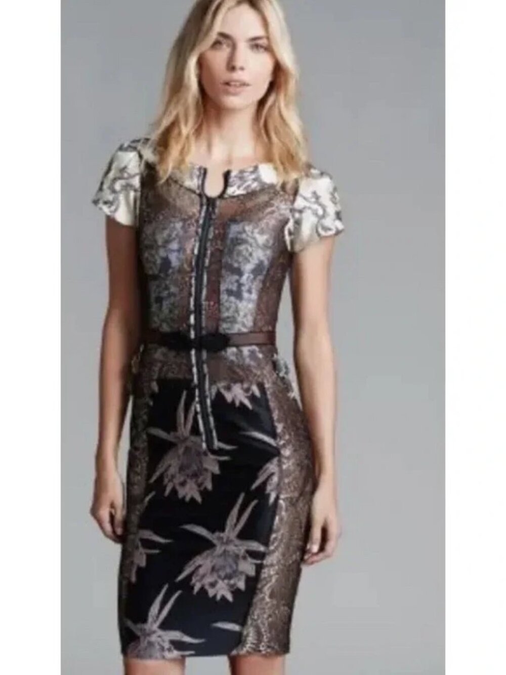Beguile by Byron Lars Embroidered Brocade Dress